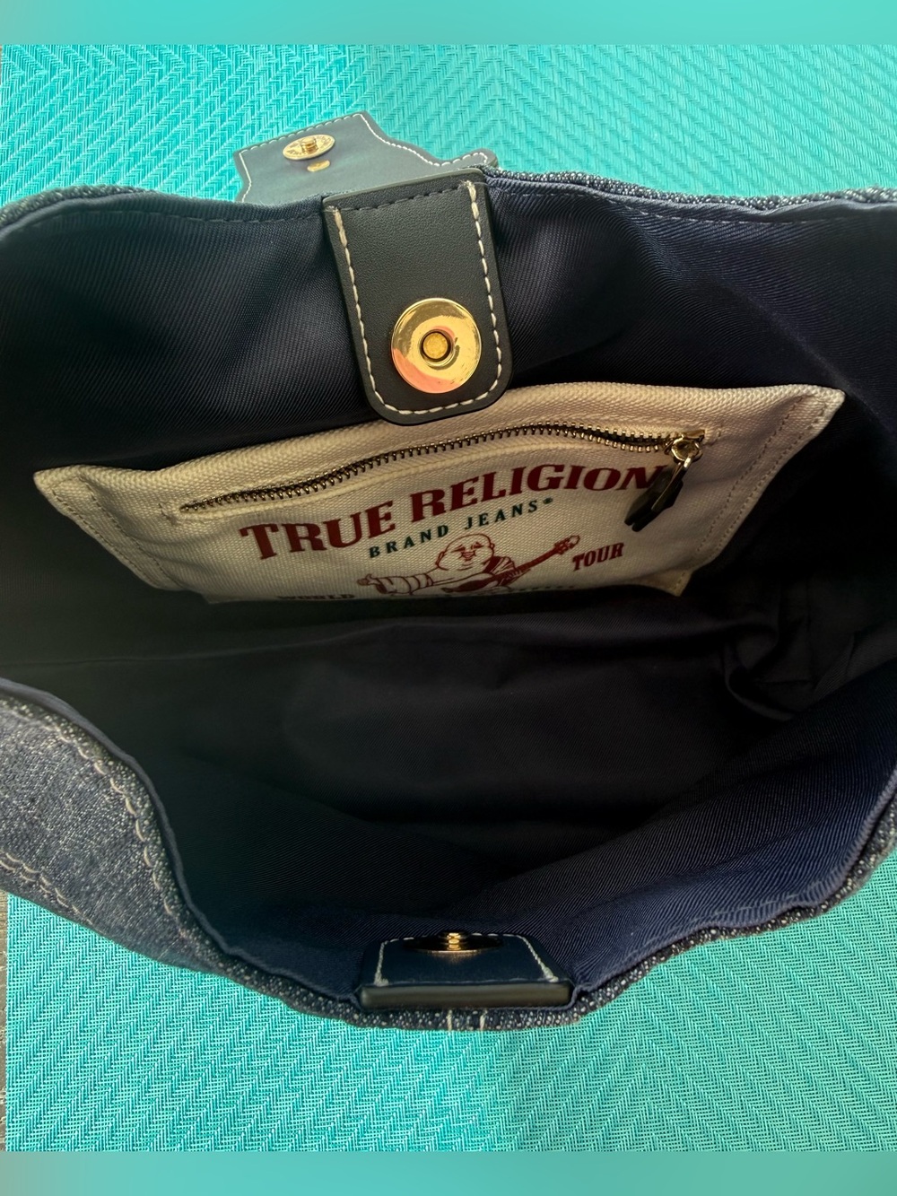 True Religion Denim Tote with Gold Hardware - Picture 2 of 2